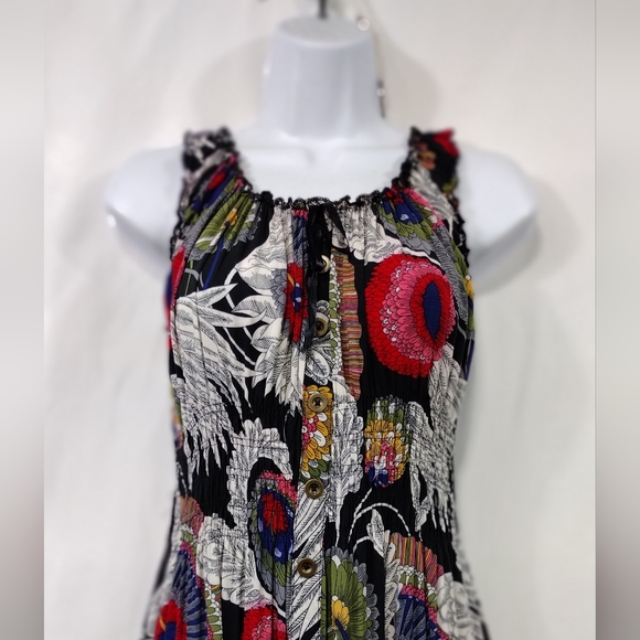 Dabutong Floral Print Maxi Dress Women's L/XL Black Artsy Bobo Retro 90s Y2K - Picture 2 of 7